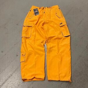 Vintage Baggy Y2k Urban Wide Leg Yellow Rave Windbreaker Skater Pant Men Sz 2XL
